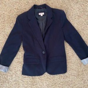 Navy Blue Blazer with Striped Cuffs Size Small